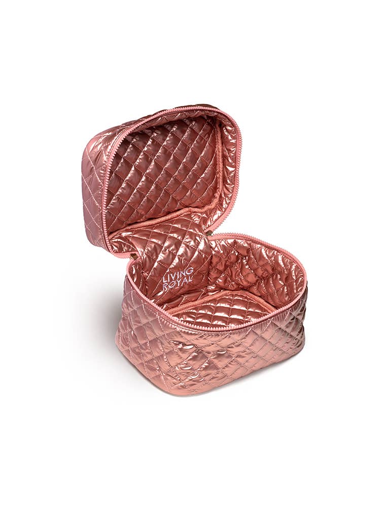 Cosmetic Travel Case / Makeup Bag - Metallic Rose Gold