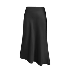 Satin Asymmetrical Slit Skirt