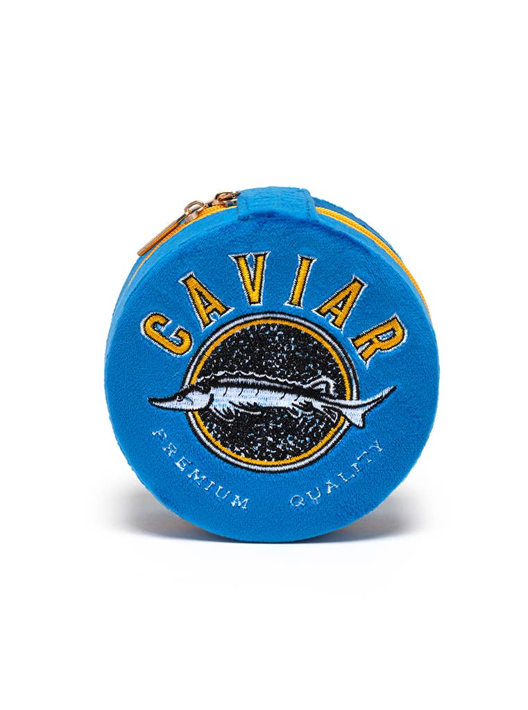 Velvet Jewelry Zip Case- Caviar Tin