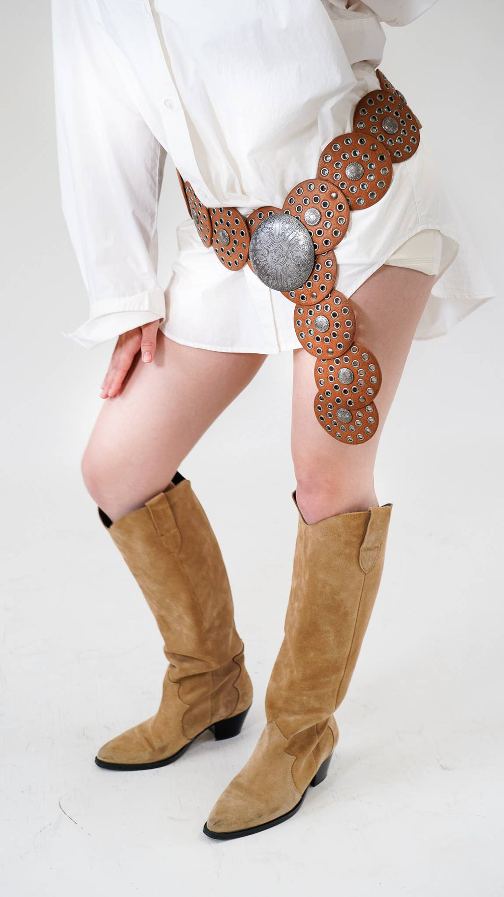 Wide Western Belt for Women | Cowgirl Disc Belt with Grommet