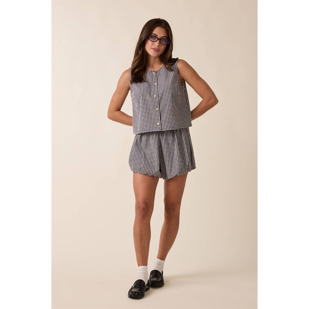 GINGHAM BUBBLE HEM SHORTS