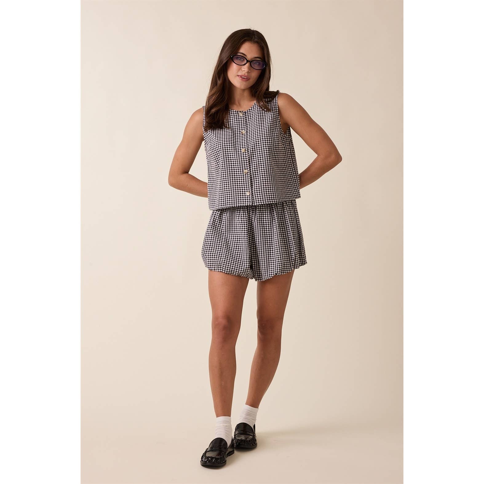 GINGHAM BUBBLE HEM SHORTS