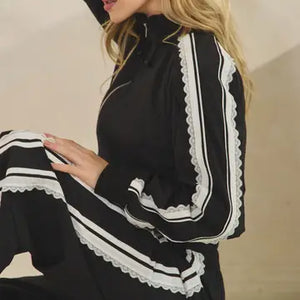 Lace trimmed nylon jacket
