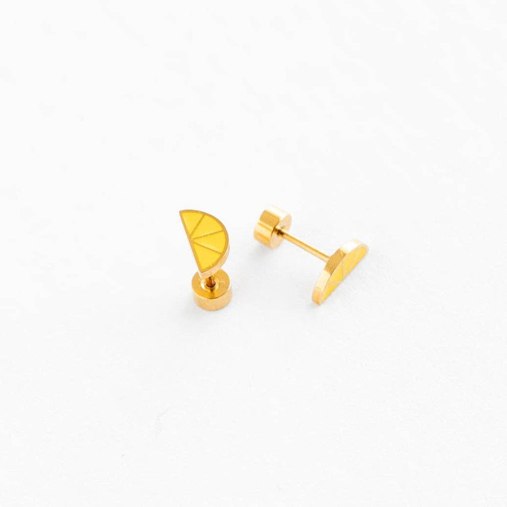 Lemon Stud Earrings - Hypoallergenic, Flat Back, Girl Gift