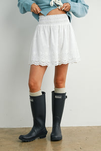 Eyelet Smocked Skirt
