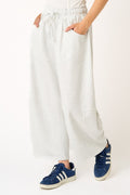 Cotton French Terry Pull-on Barrel Leg Pants