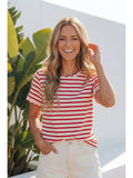 Red striped scalloped top