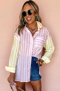 Long sleeve pink contrast shirt