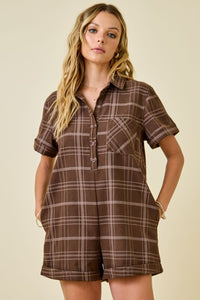 Suede Plaid romper