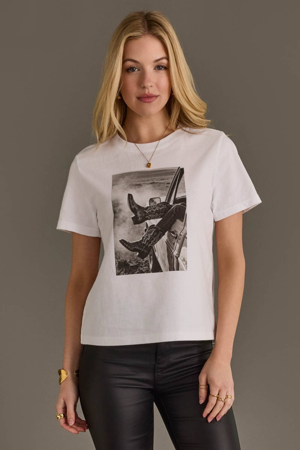 White Boots Out The Window Graphic Tee