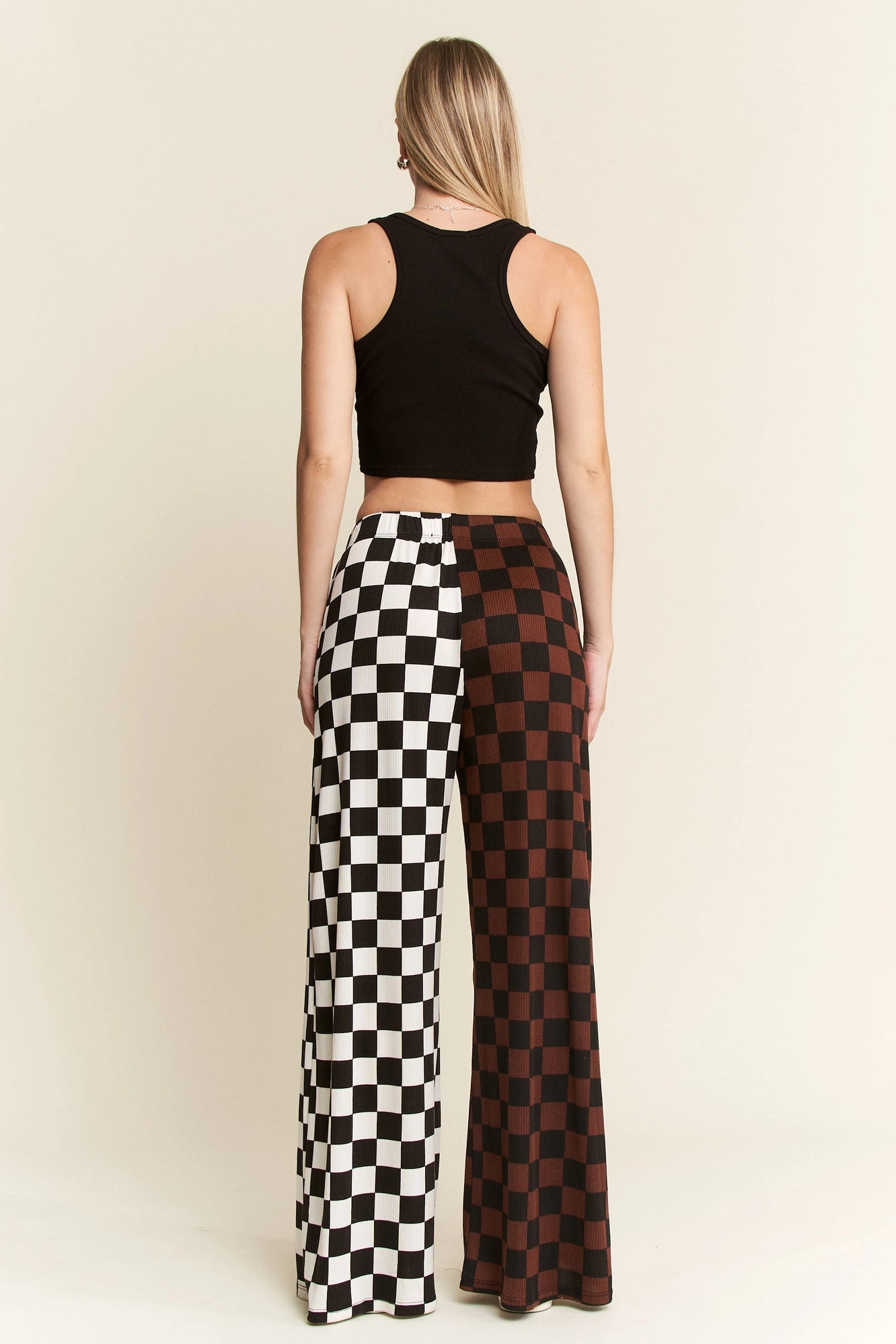 Split checkered pants