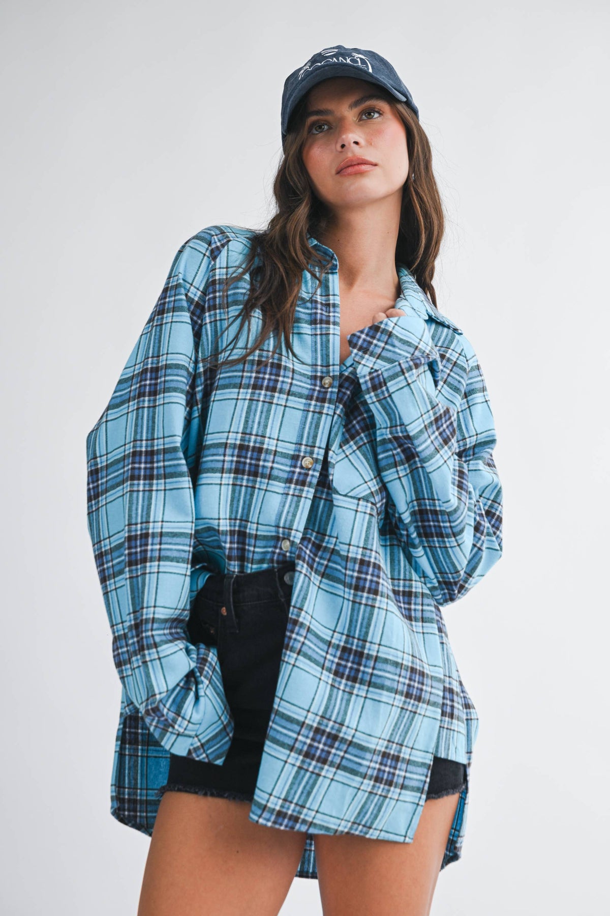 Oversized Plaid Button Down Shirt