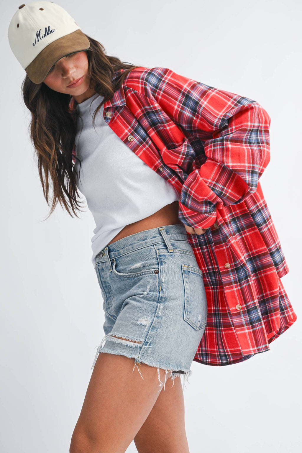 Oversized Plaid Button Down Shirt