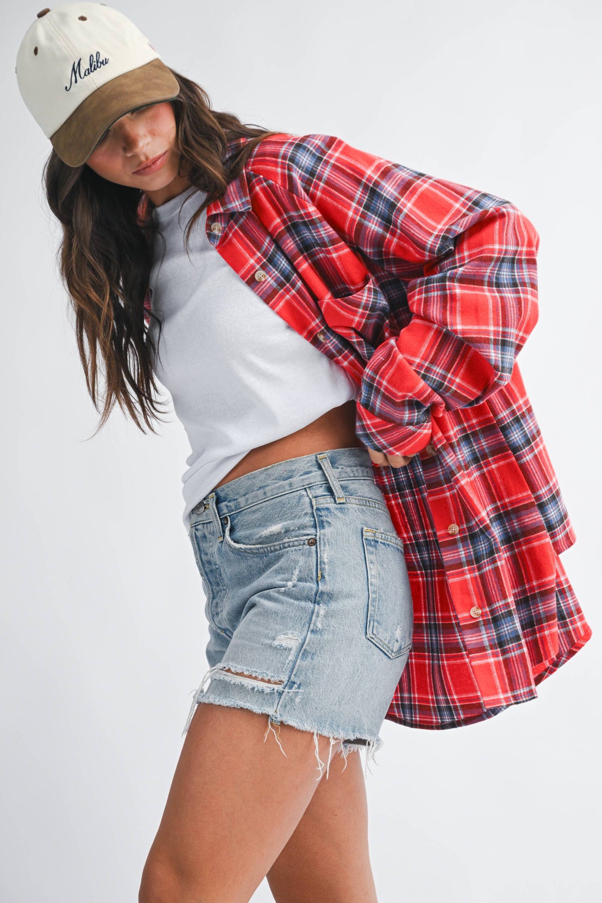 Oversized Plaid Button Down Shirt