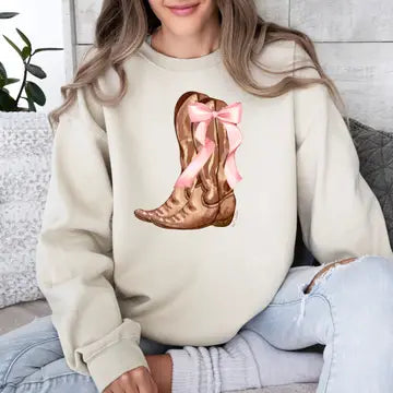 Cowboy Boot Bow Sweatshirt