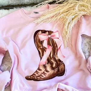 Cowboy Boot Bow Sweatshirt