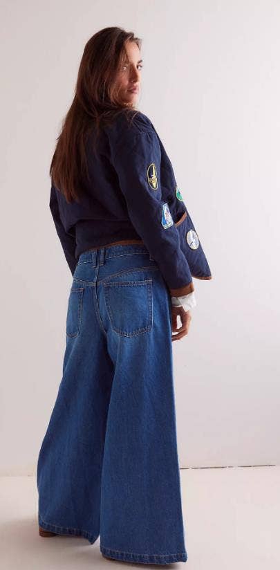 RETRO SLIT COLOR WIDE-LEG JEANS