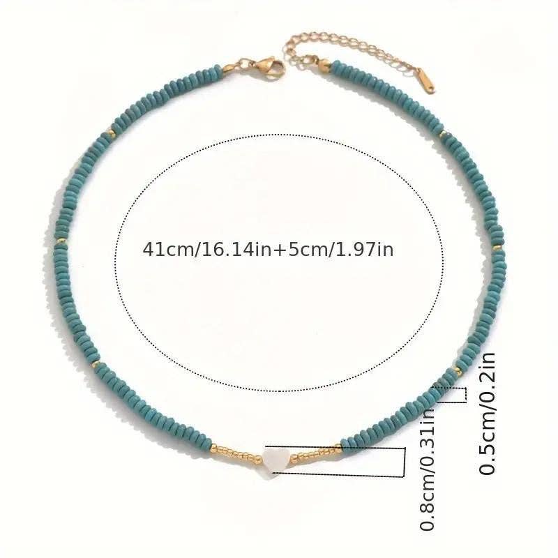 Turquoise Beaded Heart Necklace