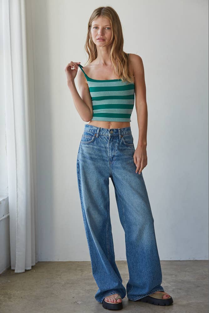 Knit Striped Seamless Cami Reversible