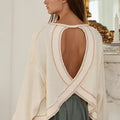 Overlap Open Back Oversize Fit Striped Top