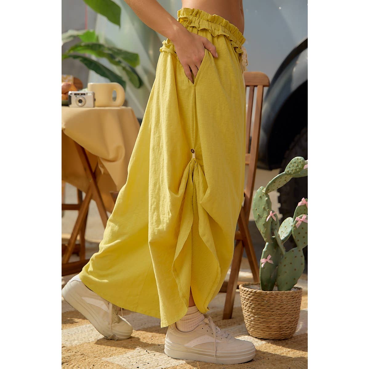 Mustard paperbag pants