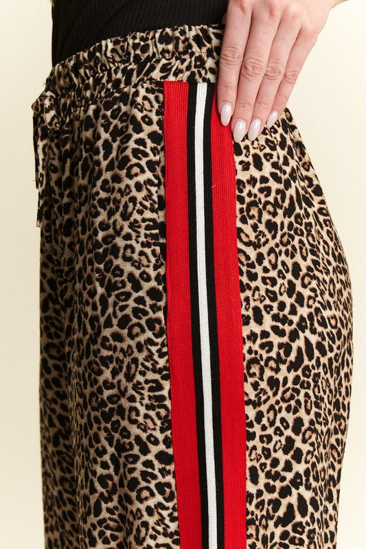 Leopard red striped pants