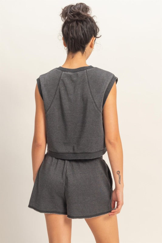 Burnout terry tank/short set