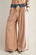 COLOR BLOCK DENIM DRAWSTRING PANTS