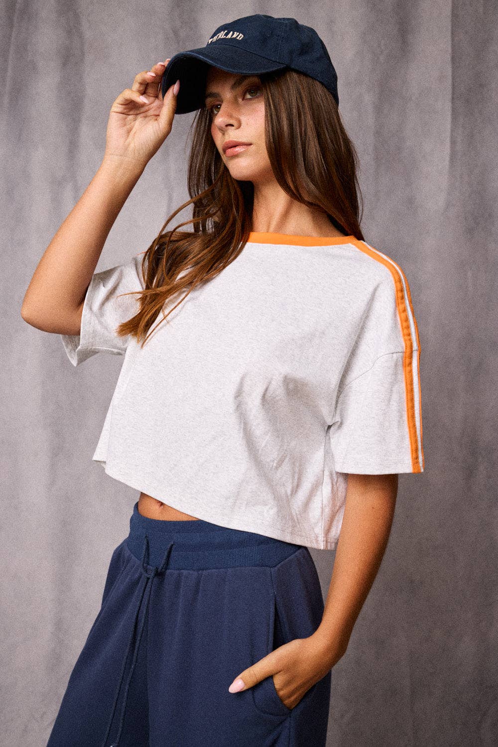 Contrast Trim Cropped Tee