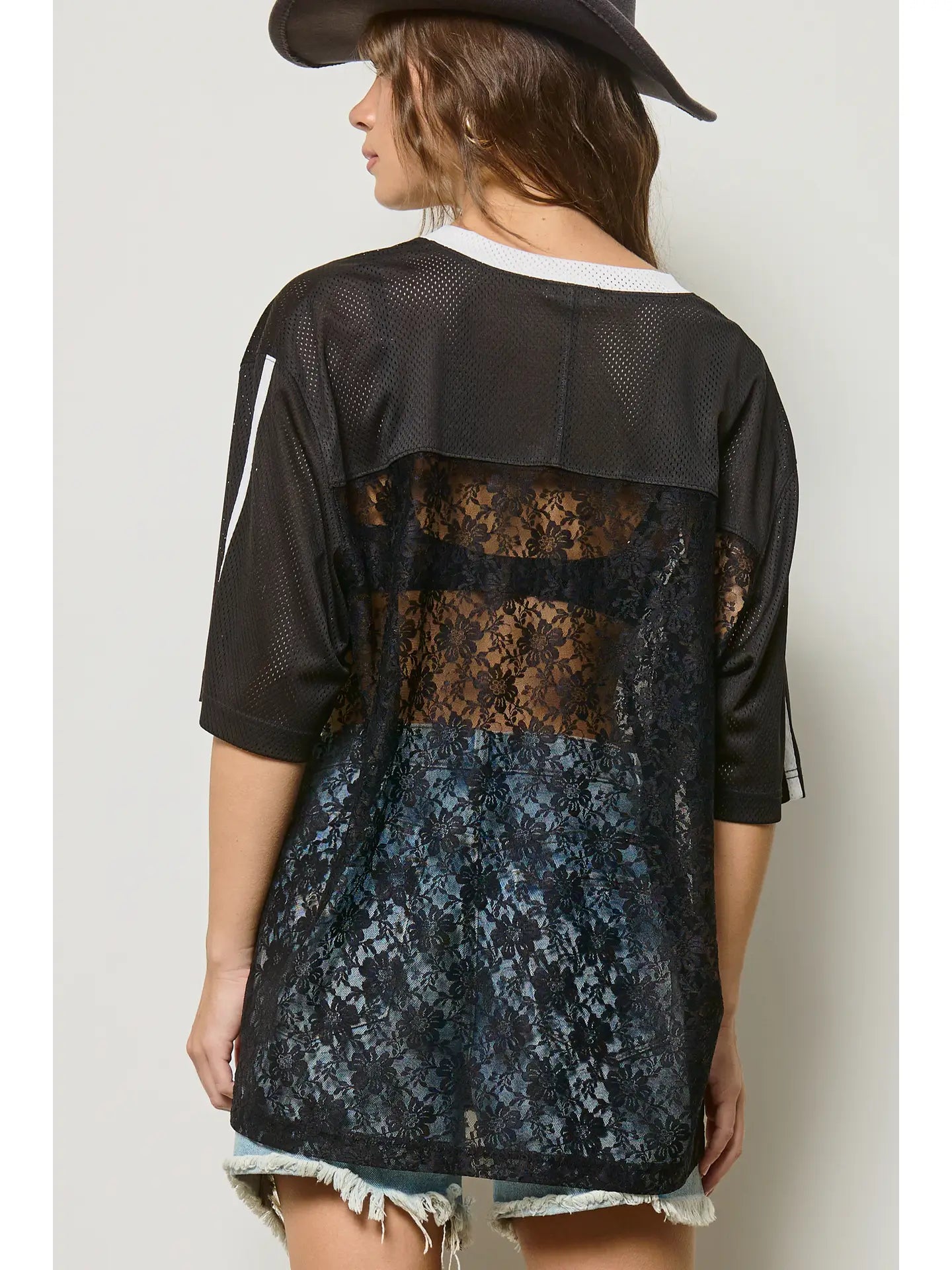 Lace jersey shirt