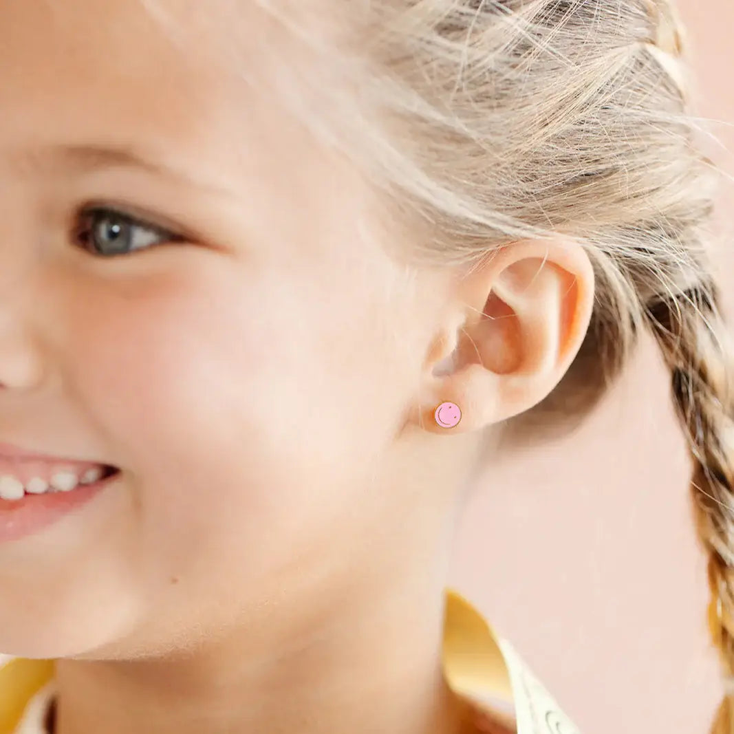 Smile Stud Earrings - Hypoallergenic, Flat Back, Girl Gift
