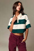 Cropped Rugby Stripe Polo Top