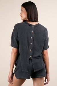 Ribbed Button-down Short Set