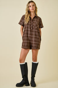 Suede Plaid romper