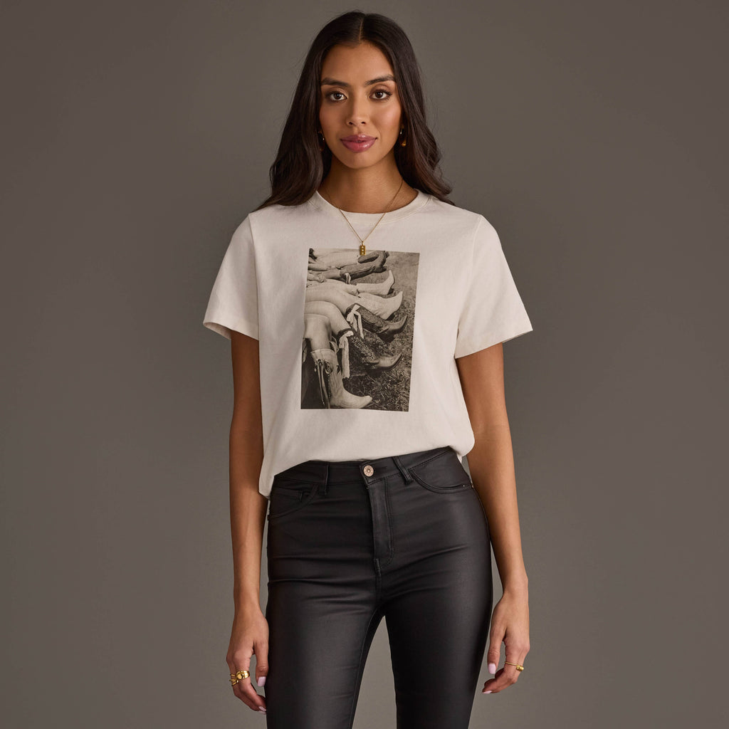 White Cowgirl Boots With Bows Graphic Tee