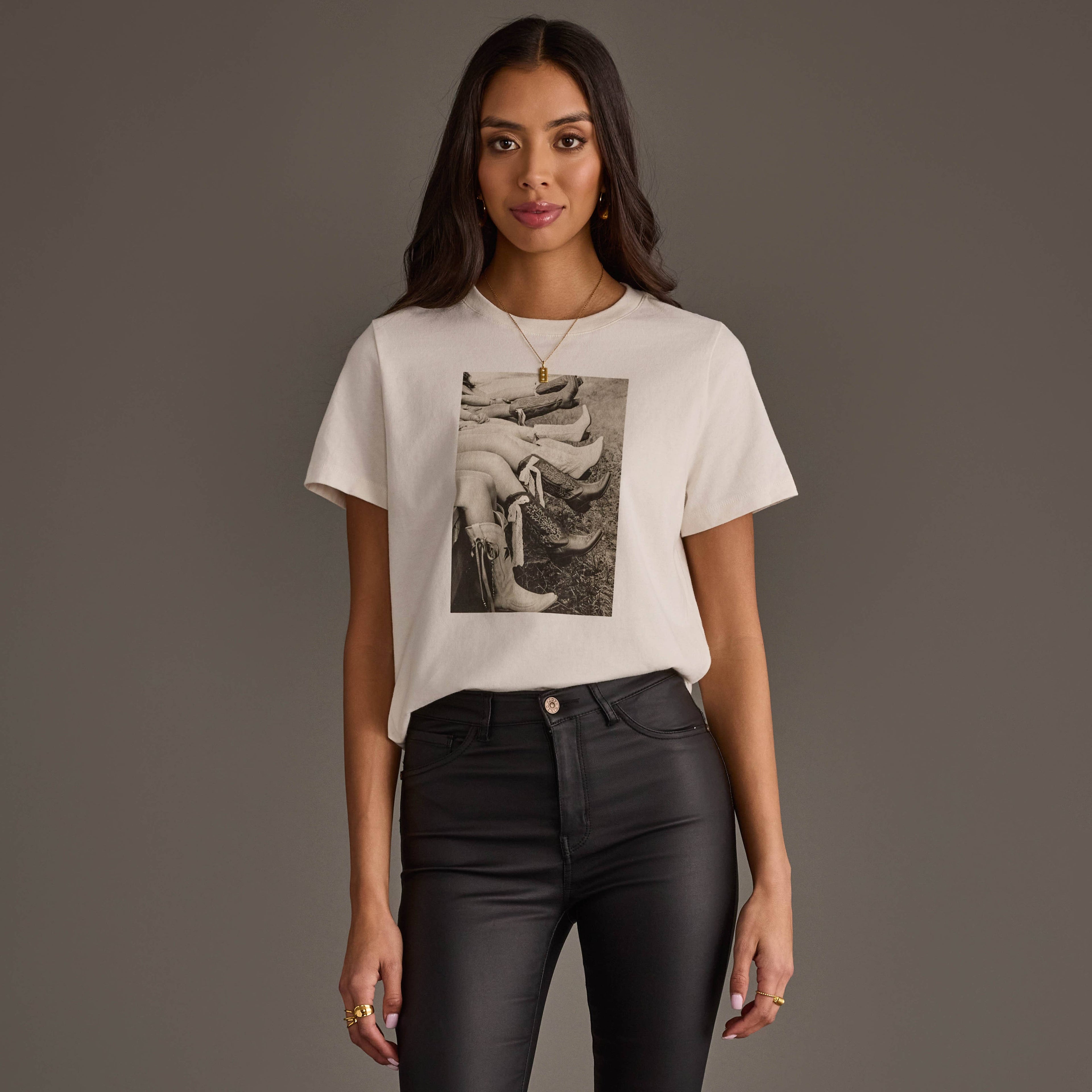 White Cowgirl Boots With Bows Graphic Tee