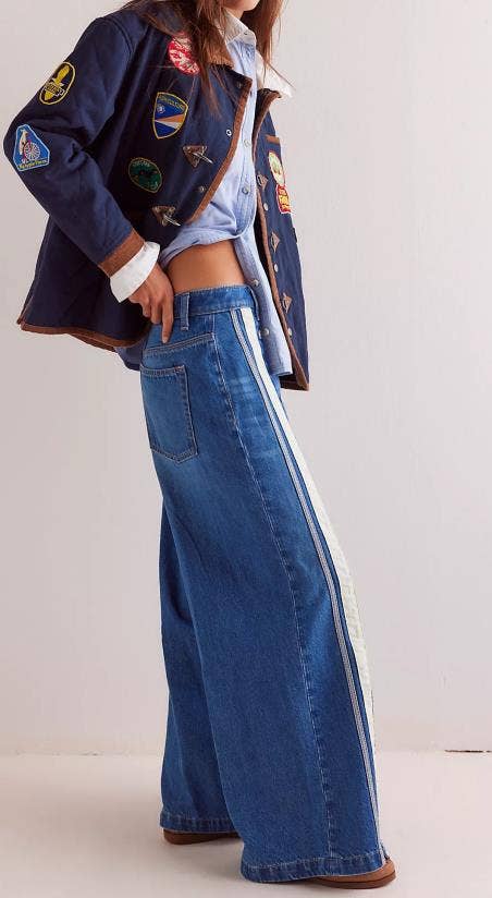 RETRO SLIT COLOR WIDE-LEG JEANS