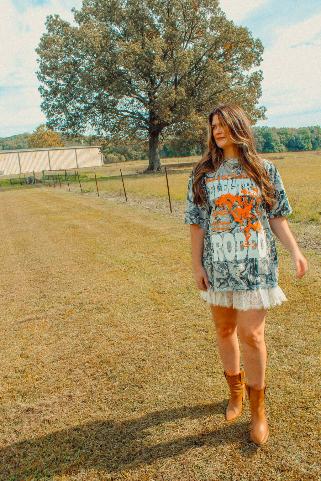 Camo Electric Rodeo, Country Western Boxy Cotton TShirt