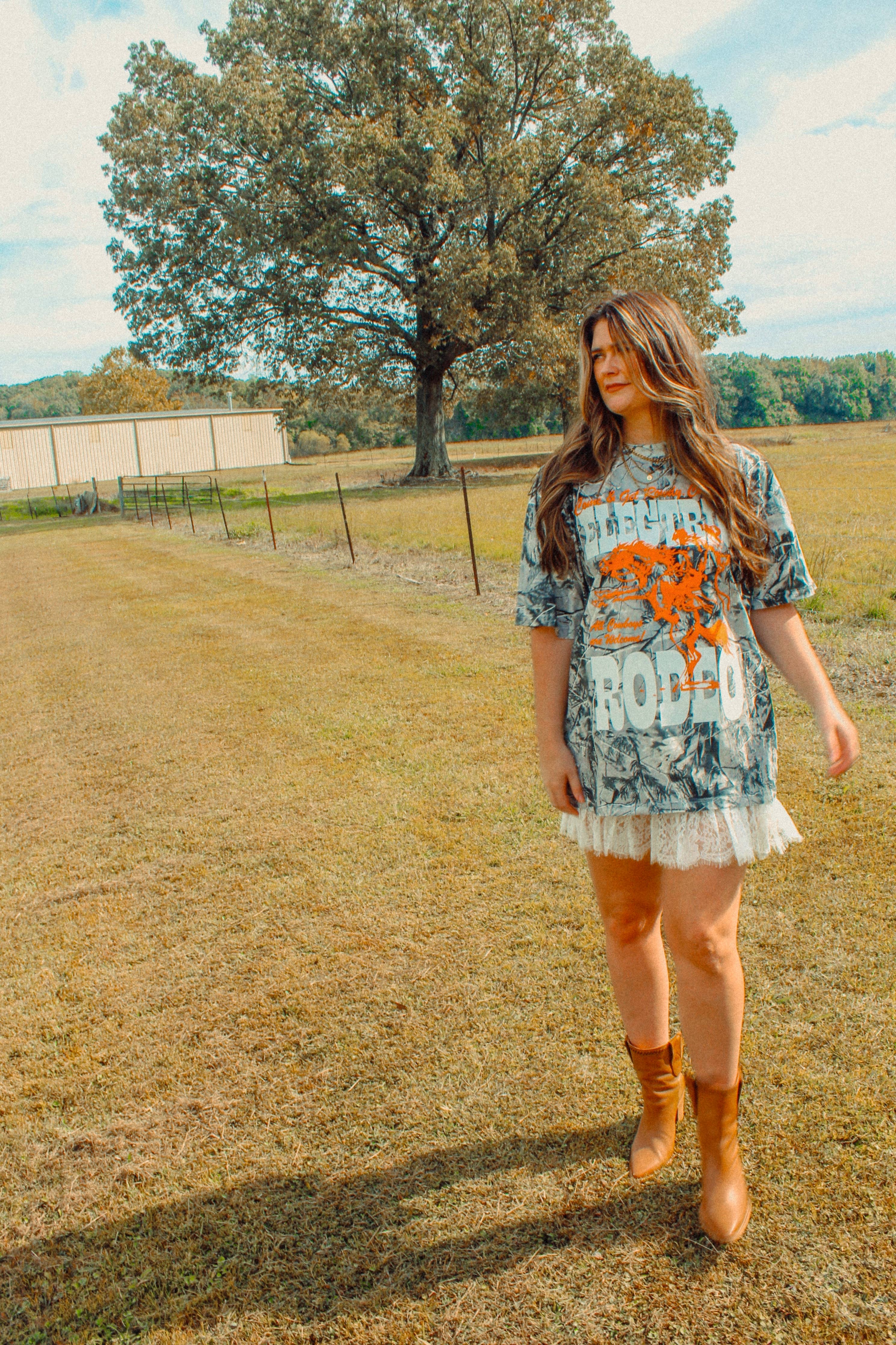 Camo Electric Rodeo, Country Western Boxy Cotton TShirt