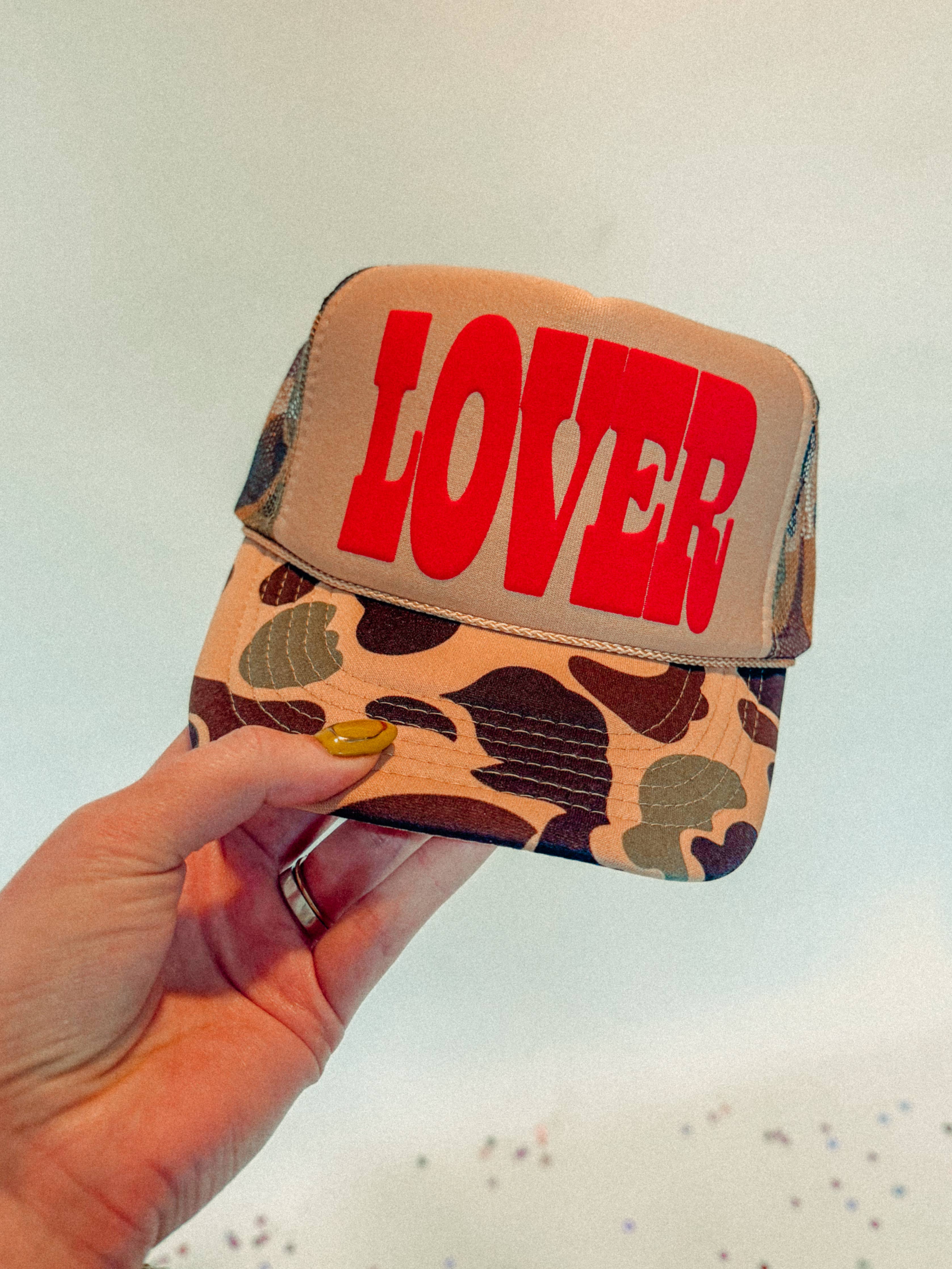 Red LOVER trucker hat