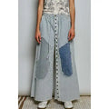 Striped button down denim pants