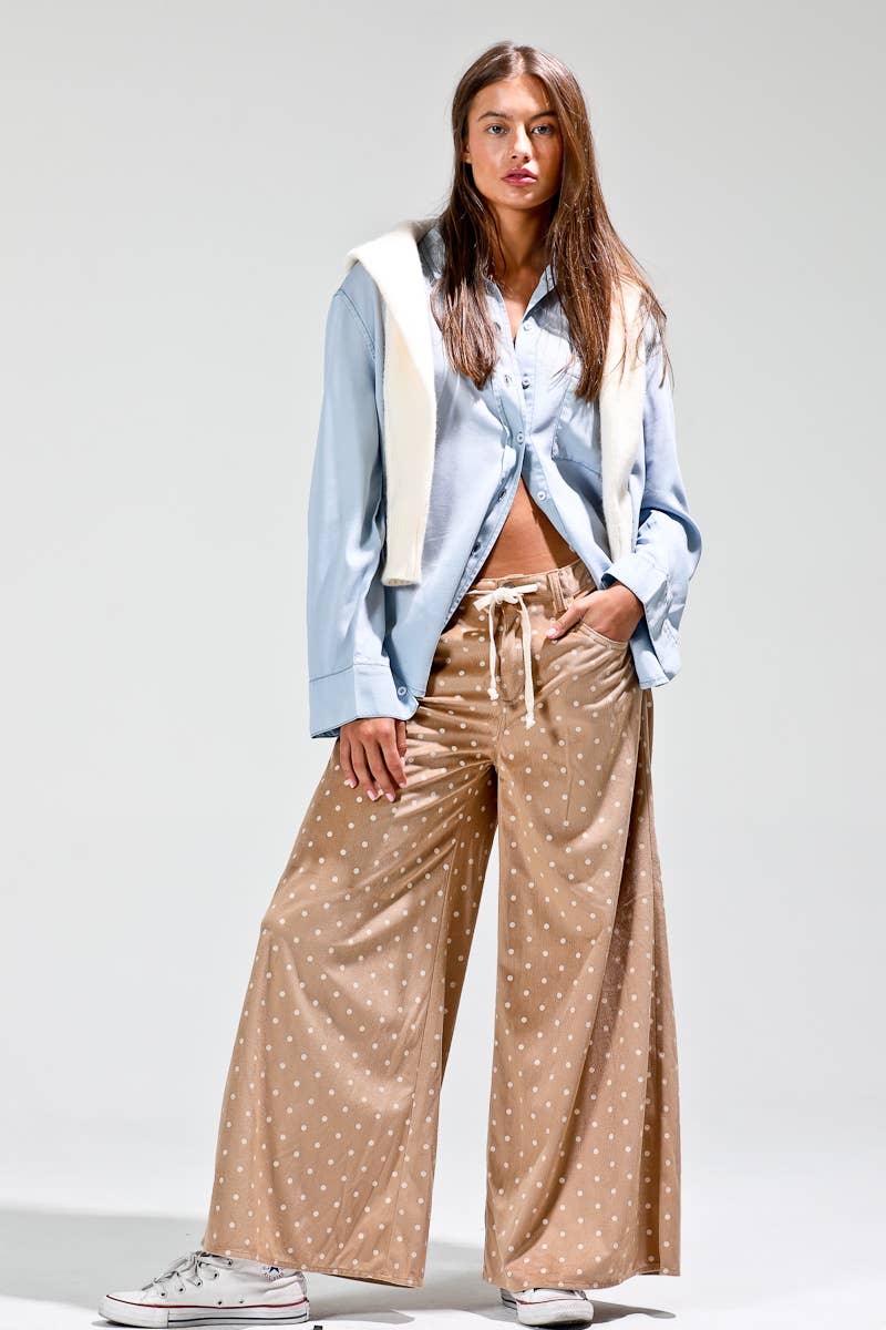 Corduroy mini polka pants