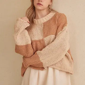 Color block loose sweater