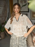 SPORTY OVERSIZED LACE POLO TEE