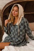 Checkered Denim Hoodie
