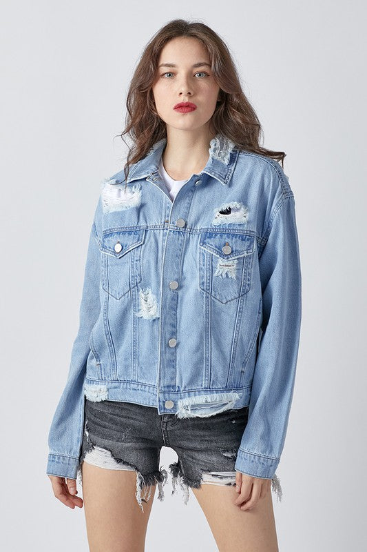 Heavily Distressed Denim Jacket