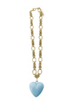 Clara Gold Chain Necklace with Light Blue Heart Charm