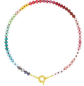Gemstone Candy Bead Rainbow and Charm Collector Necklace