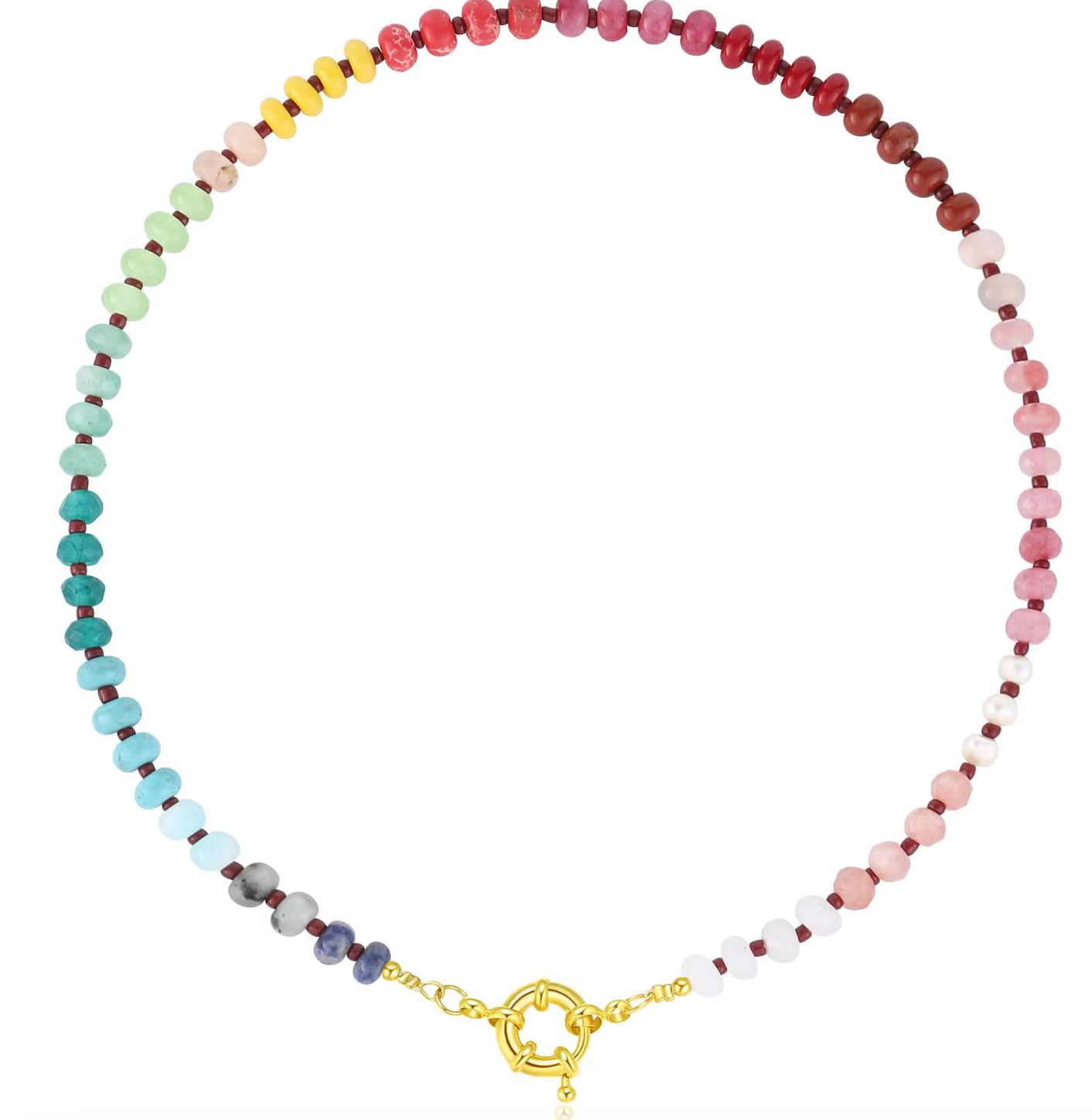 Gemstone Candy Bead Rainbow and Charm Collector Necklace