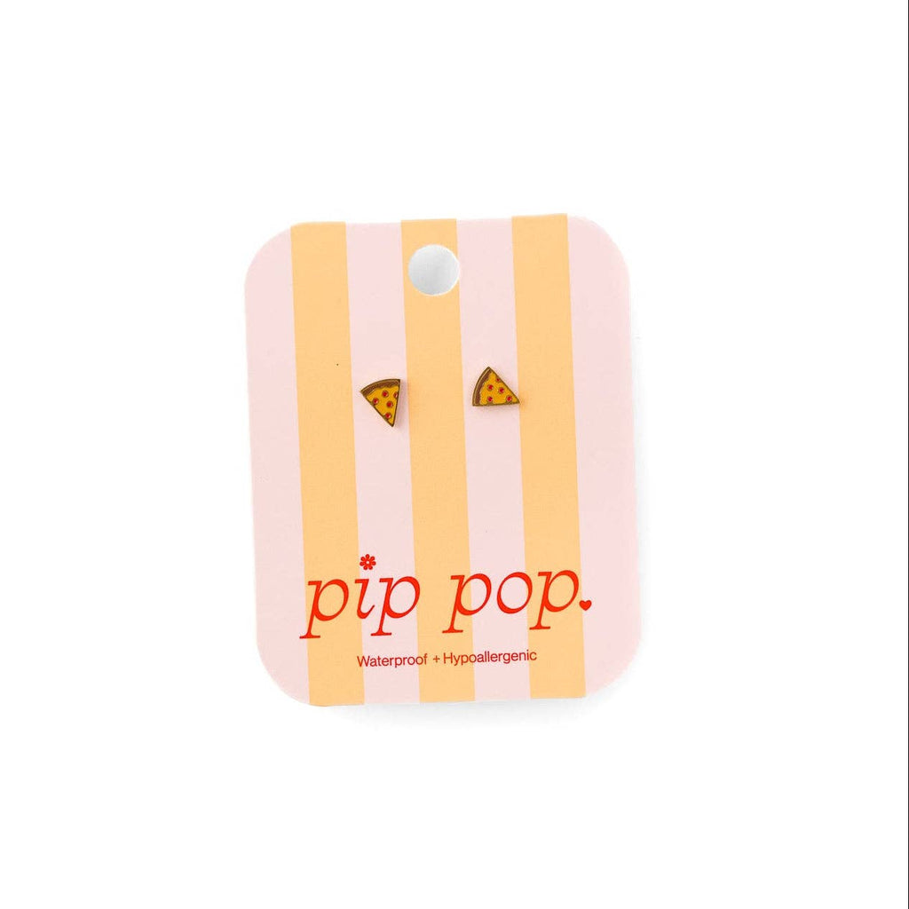 Pizza Stud Earrings - Hypoallergenic, Flat Back, Girl Gift